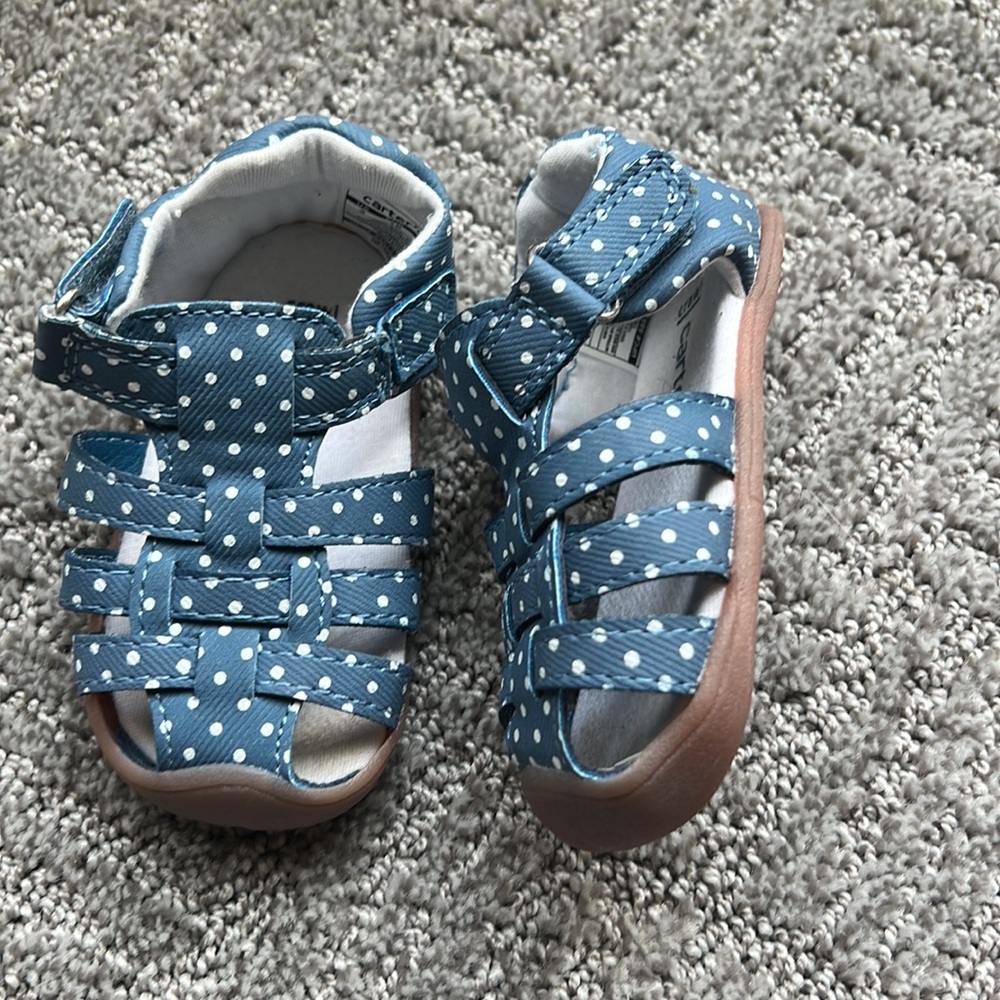 Blue and white polka dot baby girls Carters Shoes